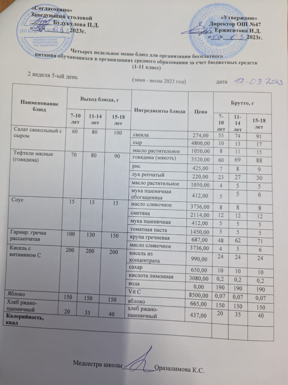 Ас мәзірі 2 апта 5-ші күн