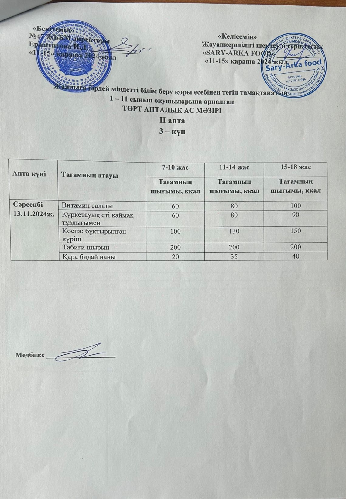 Ас мәзірі 2-апта 3-күн