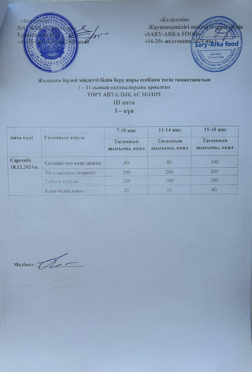 Ас мәзірі 3-апта 3-күн