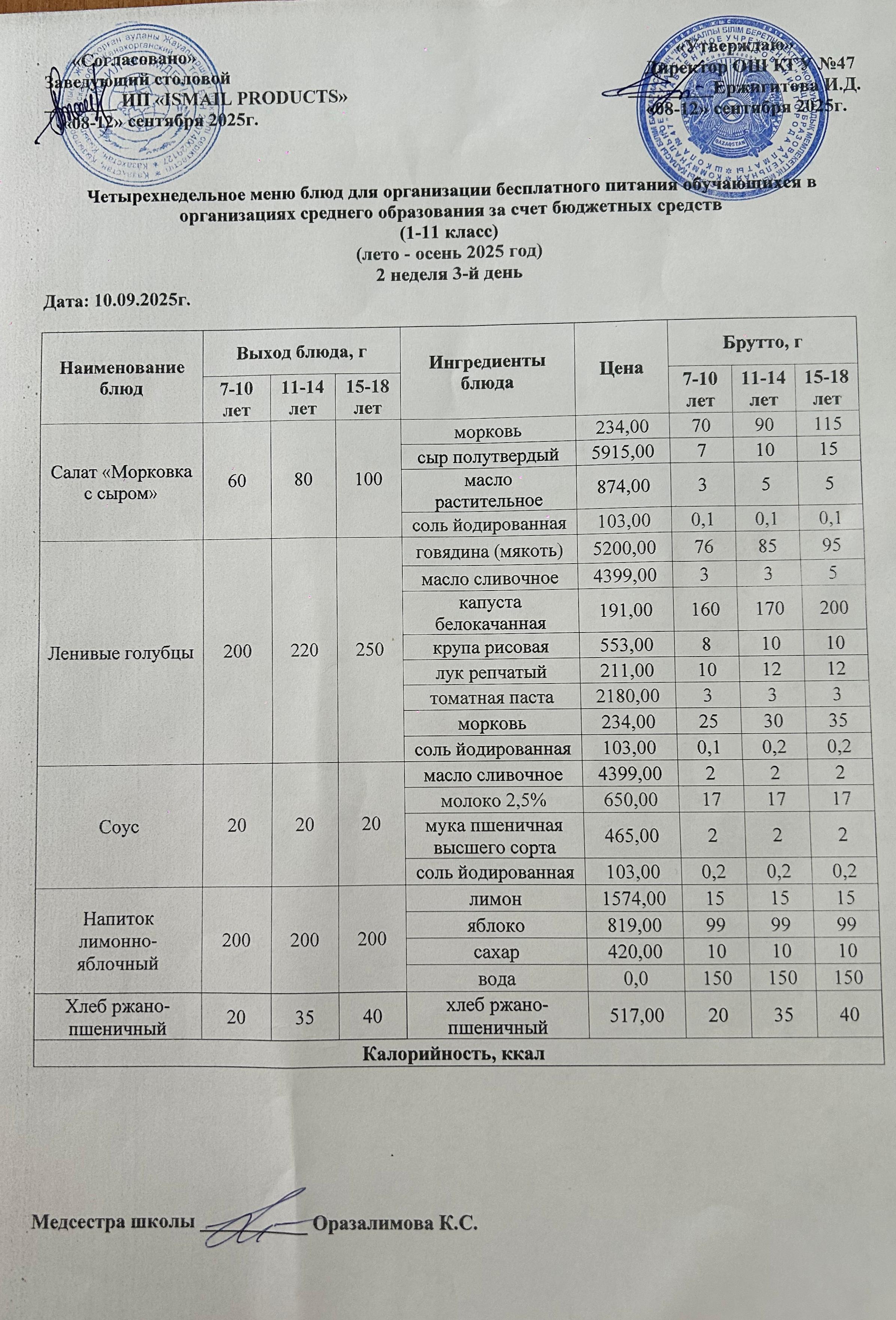Ас мәзірі 2-апта 3-күн