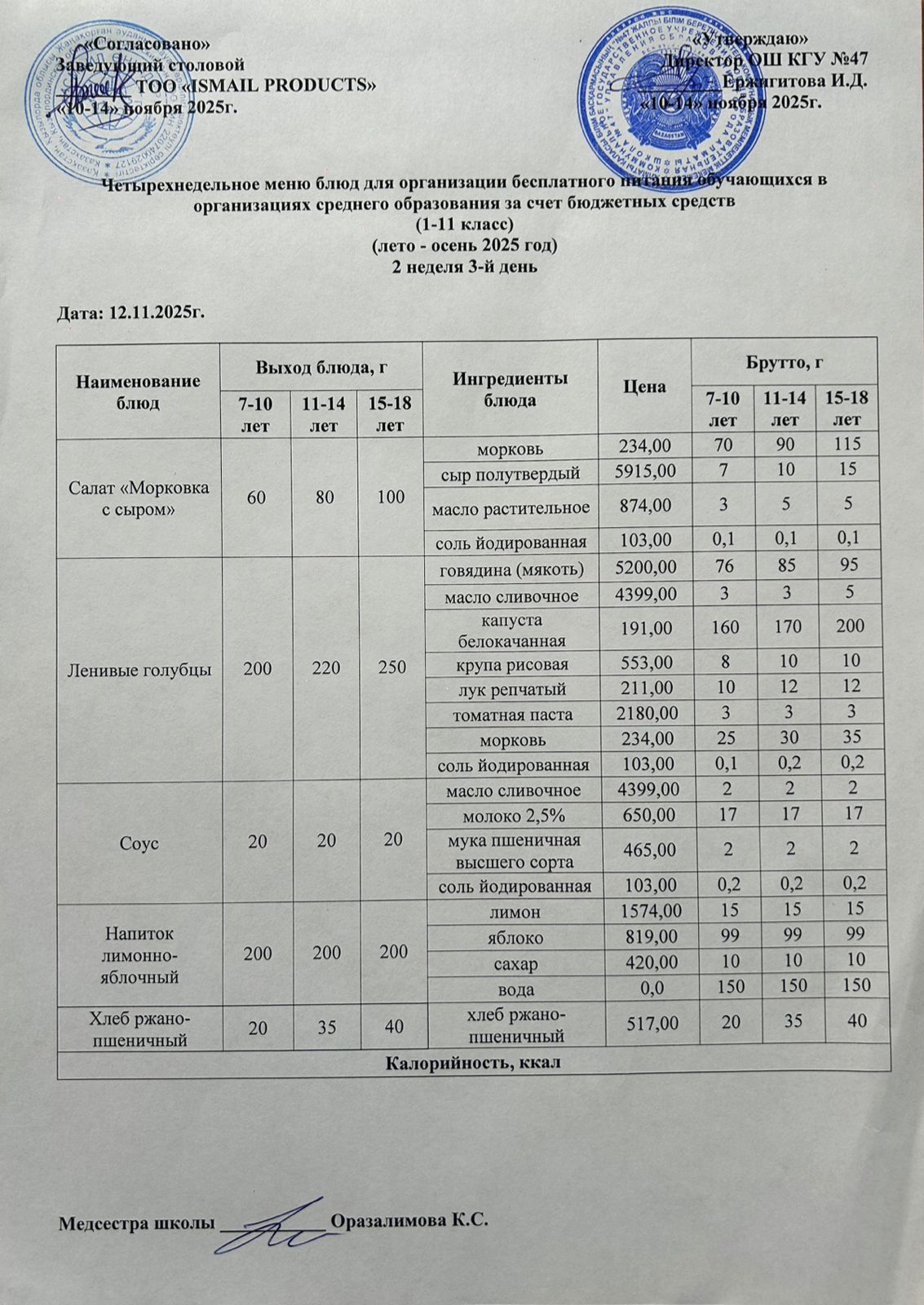 Ас мәзірі 2-апта 3-күн