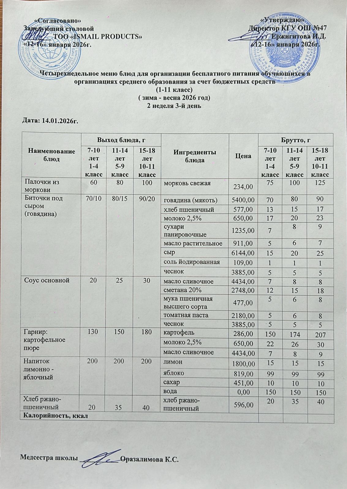 Ас мәзірі 2-апта 3-күн