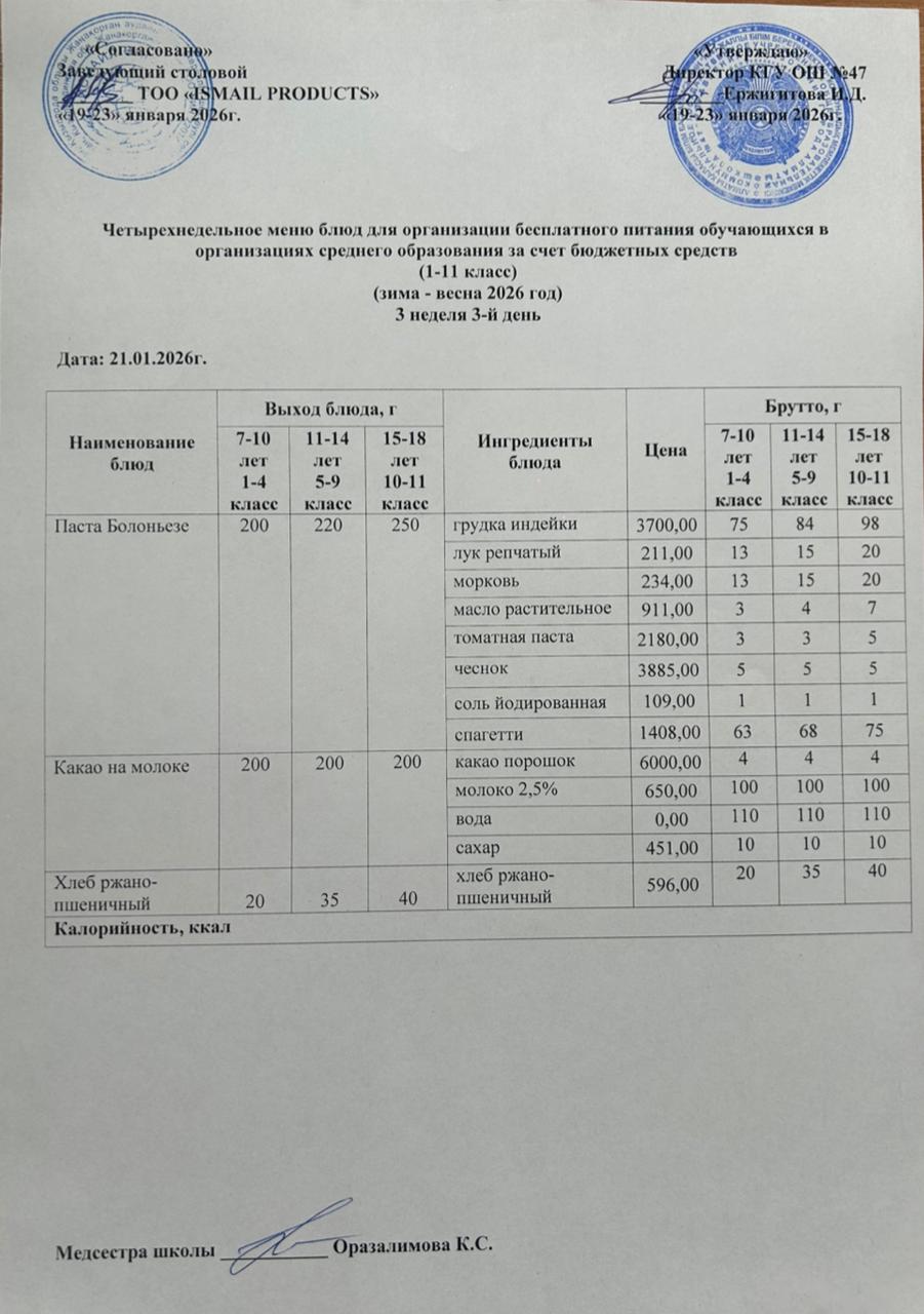 Ас мәзірі 3-апта 3-күн
